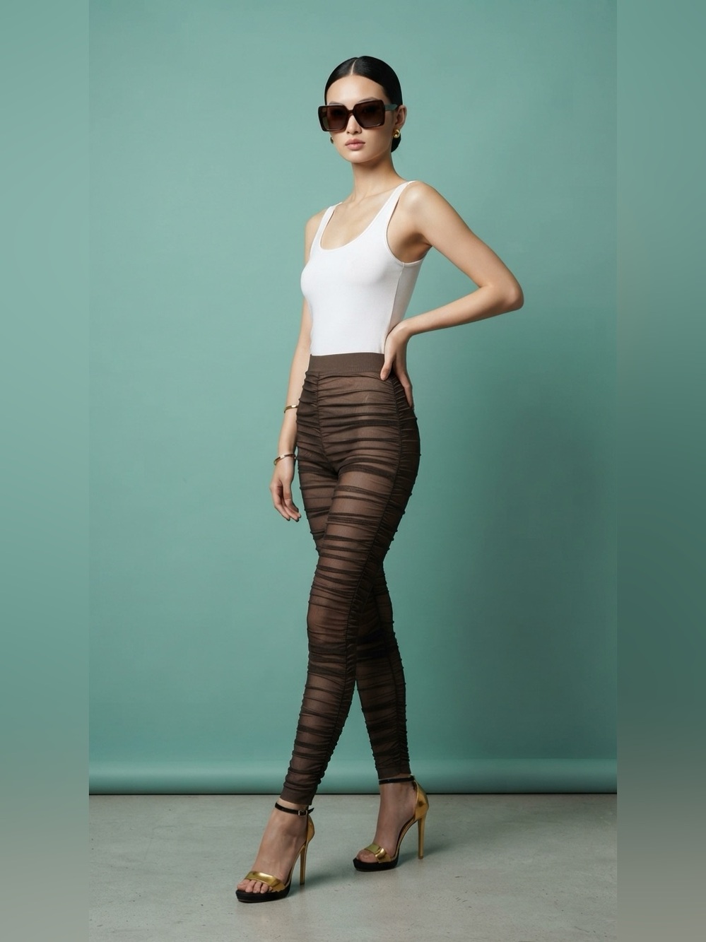 Free People Dark feminine Whimsica Witchy Ruched high Waist Leggings  One Size